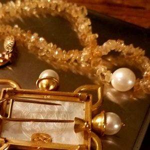 Pearl, Citrine & Gold Necklace